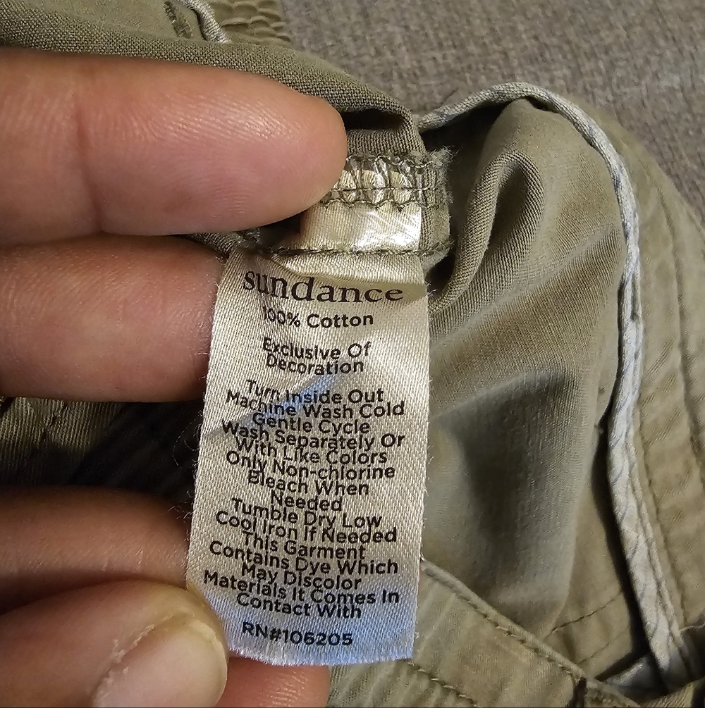 Sundance Olive Green Boho Floral Embroidered High Rise Cargo Pants Size 2 - Picture 6 of 7